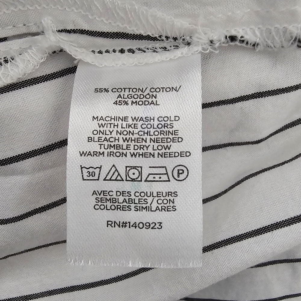 Ann Taylor Loft Striped Cotton Blend Side Wrap Blouse | NWT | XS | White Black - Picture 7 of 7